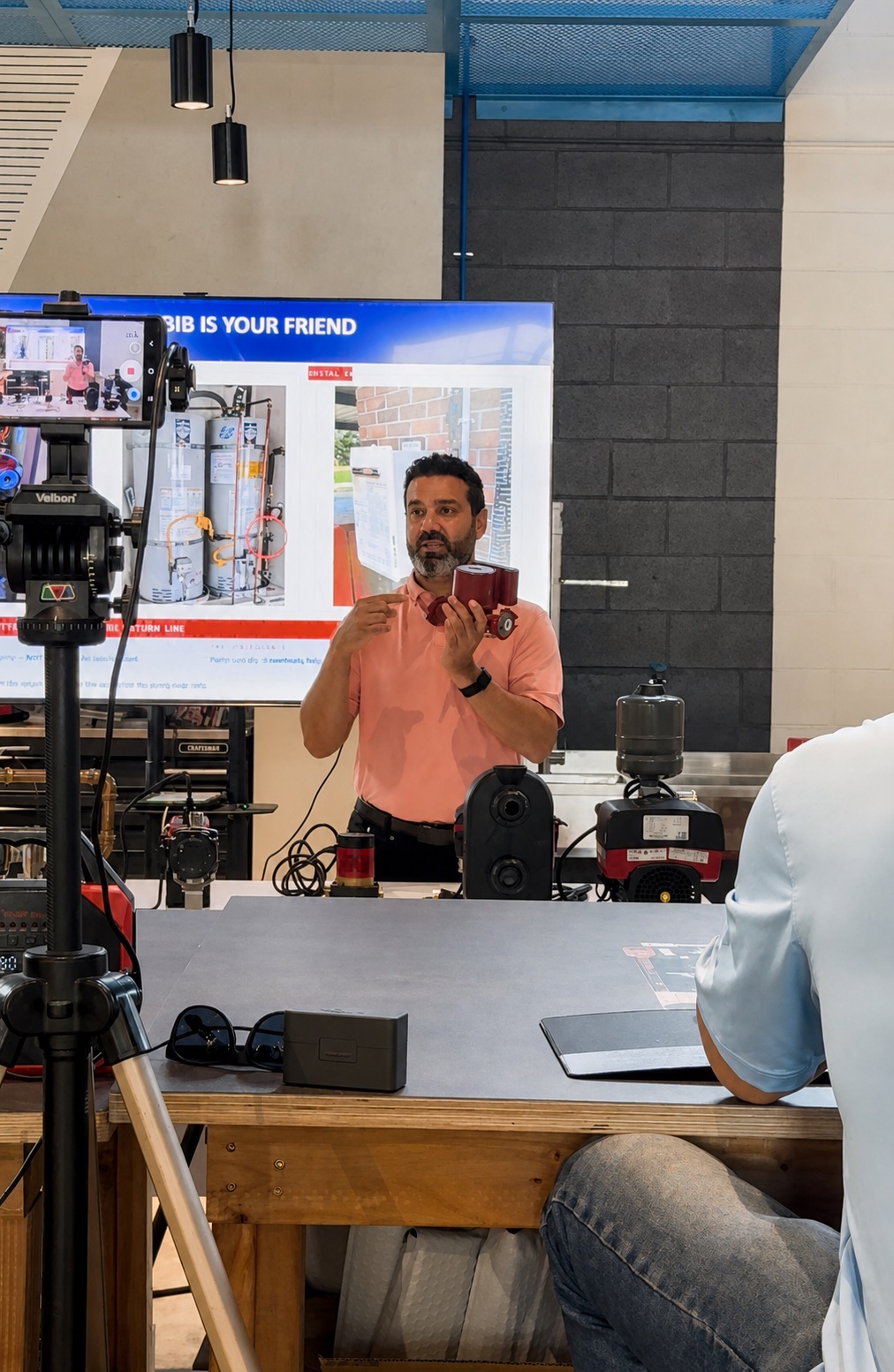Product specialist leading a hands-on equipment demonstration