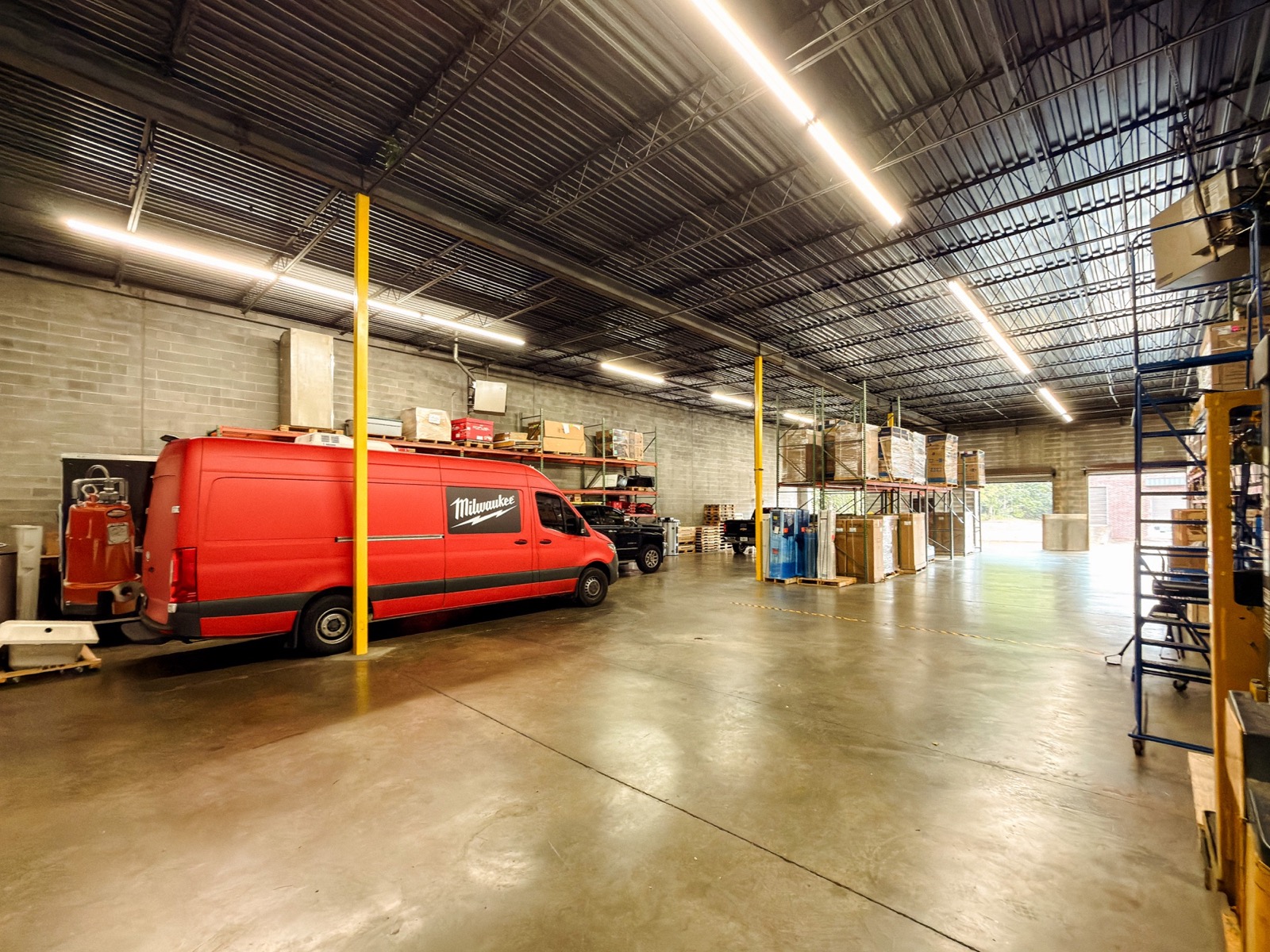 Milwaukee service van inside the United Sales Agency warehouse